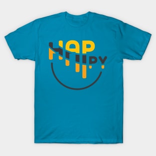 Happy | Geometric and Modern Typographic Design T-Shirt